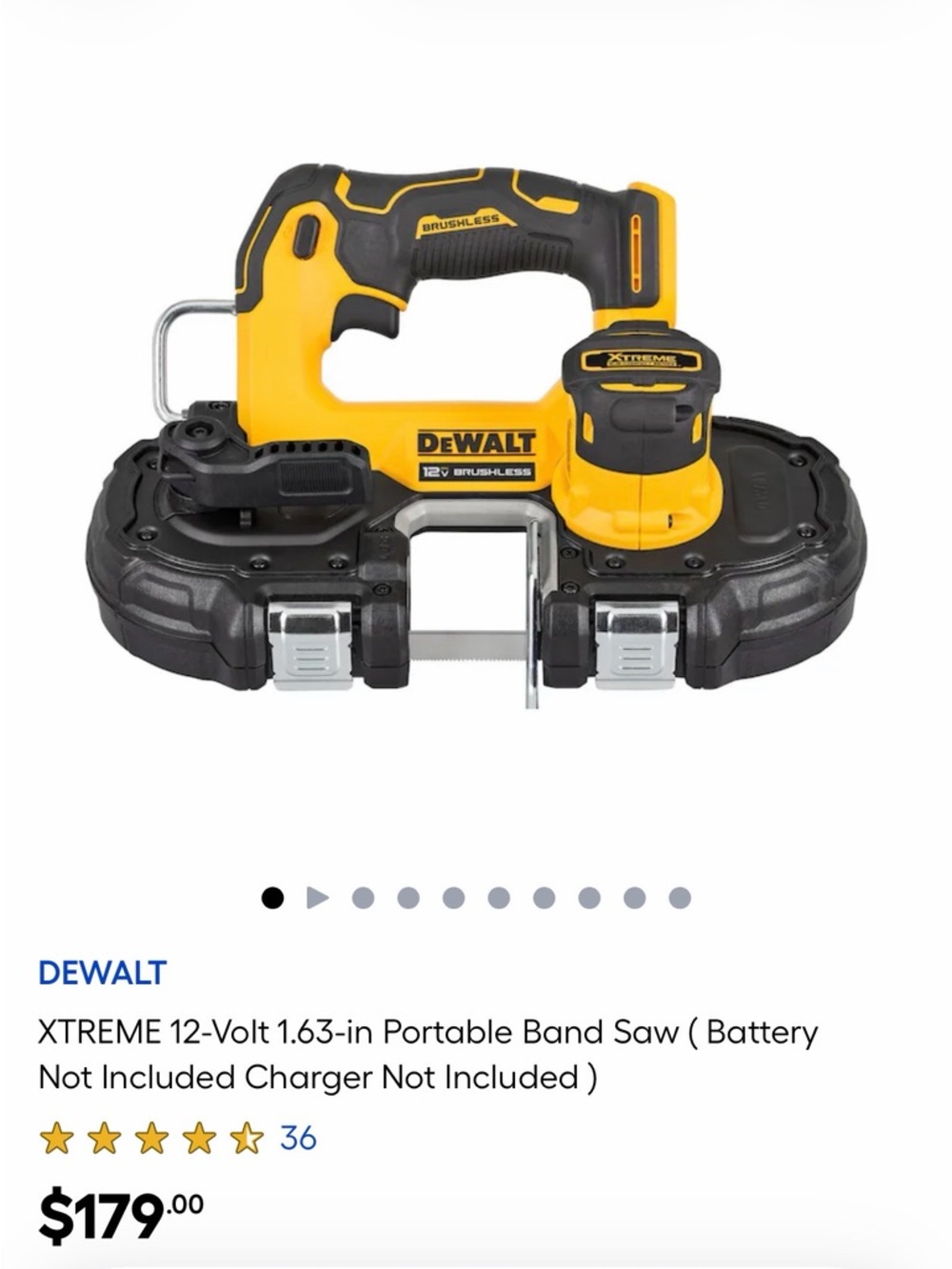 DEWALT XTREME 12V Portable Band Saw in Yellow and Black